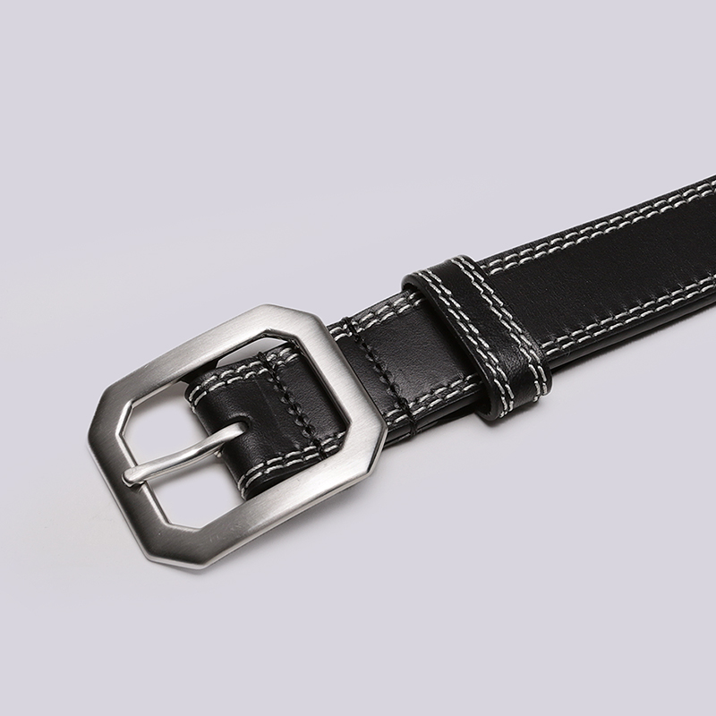  черный ремень Stussy Contrast Stitch Leather Belt 135154-black - цена, описание, фото 3
